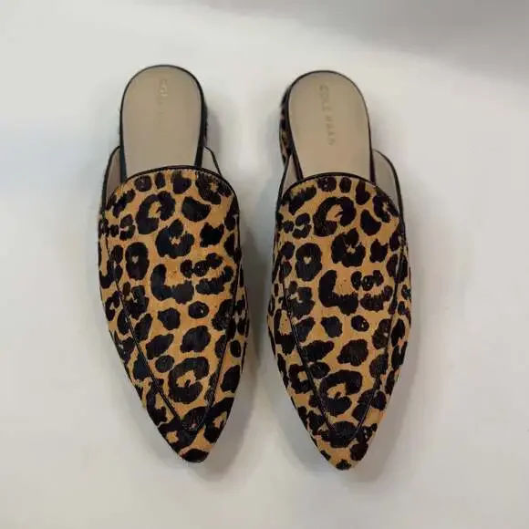 Cole Haan Piper Leopard Calf Hair Loafer Mules Size 11B - Picture 3 of 11